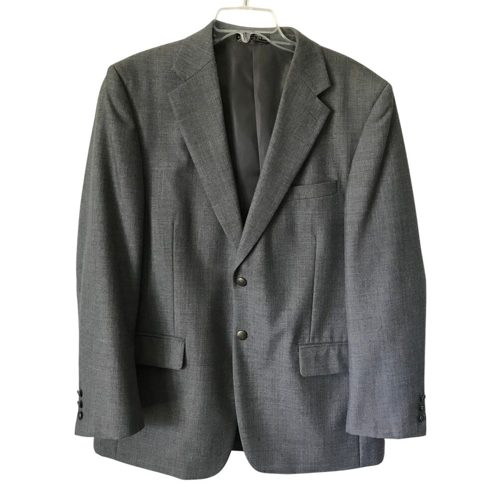 Meeting Street Mens Blazer Sportscoat Jacket Medium Gray Wool Poly Blend 42 R